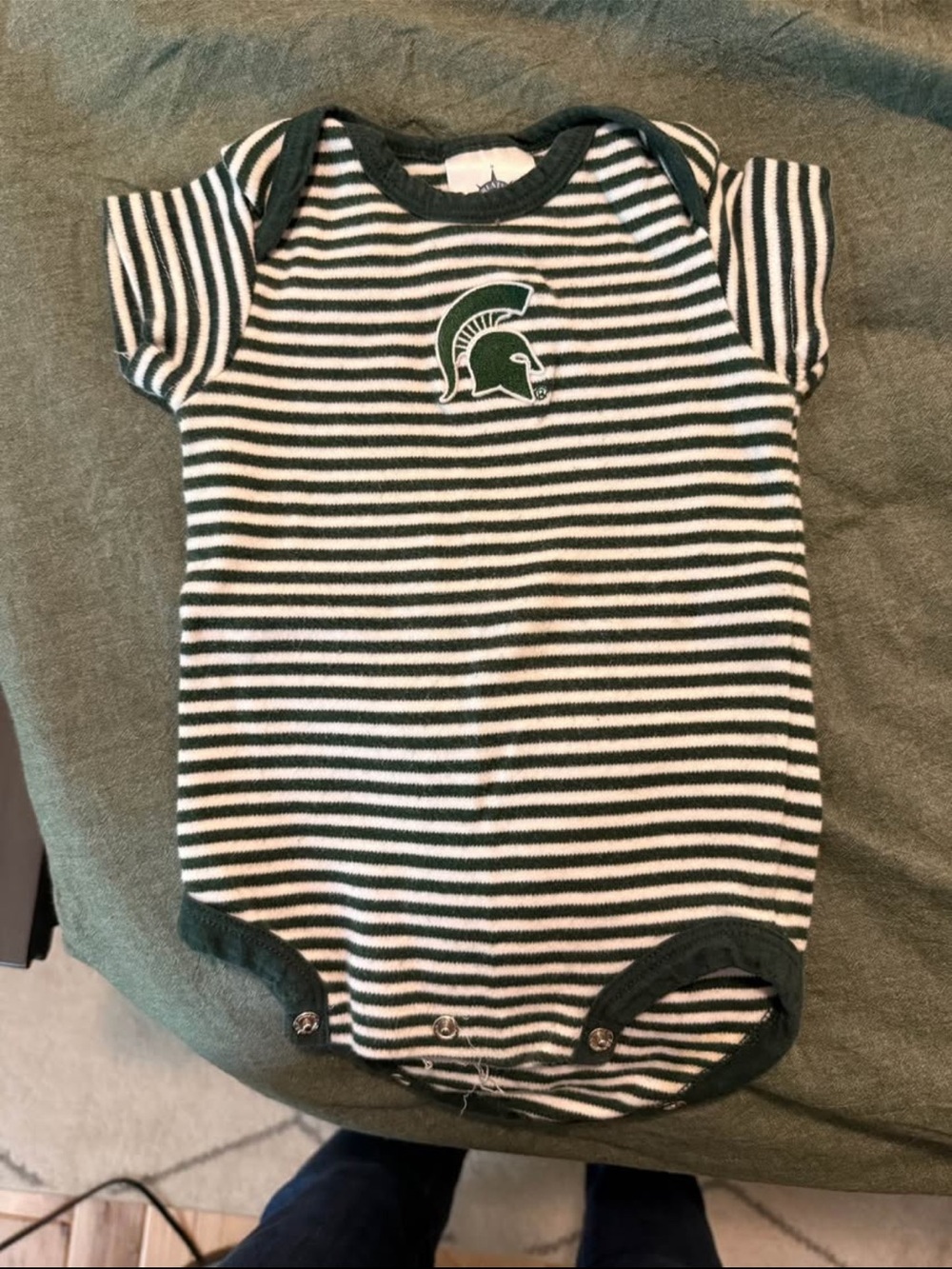 Ativa Green and White Striped Infant Onesie